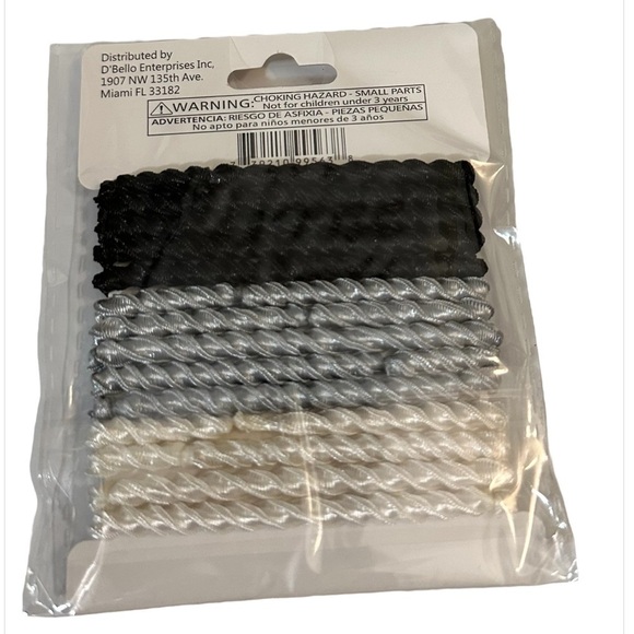 NWT D’Bello Hair Elastics Pack of 14 / Pearl, Black, Gray / Textured Hair Ties - Picture 2 of 3